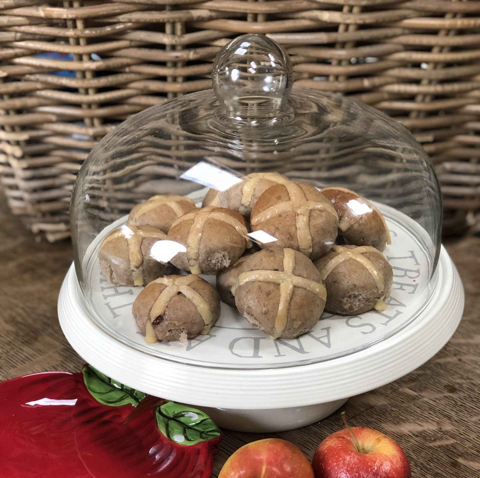 Vegan sourdough hot cross buns